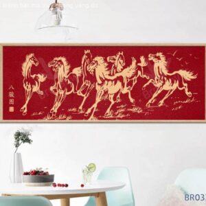 Tranh Bát Mã Truy Phong Vàng Đỏ BRO3283