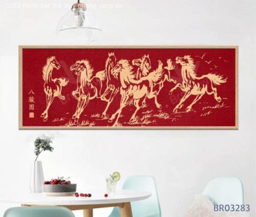 Tranh Bát Mã Truy Phong Vàng Đỏ BRO3283