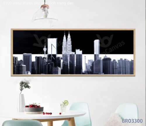 Tranh Thành Phố Bắc Kinh Trắng Đen BRO3300