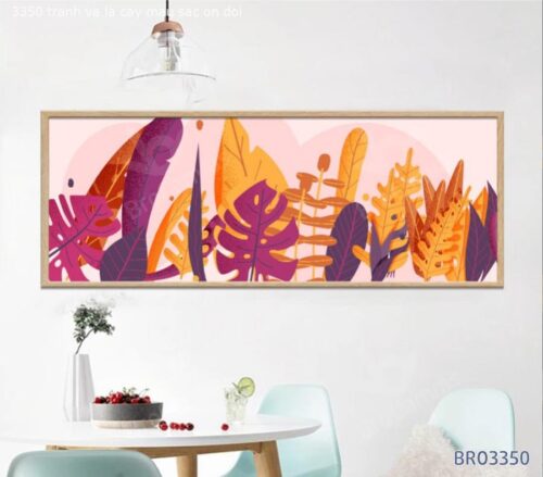 Tranh Vẽ Lá Cây Màu Sắc Nhiệt Đới BRO3350