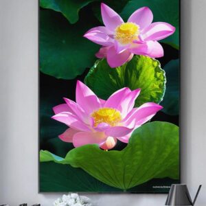 Tranh Cặp Sen Hồng Nở Rộ BRO3365