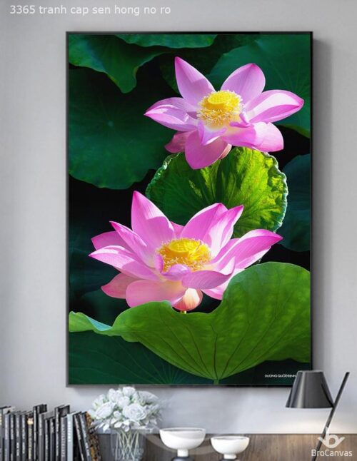 Tranh Cặp Sen Hồng Nở Rộ BRO3365