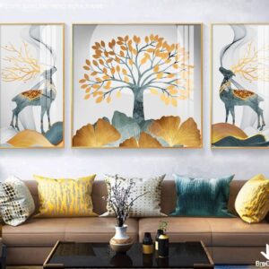 Tranh Tuần Lộc Vàng Nghệ Thuật BRO3629