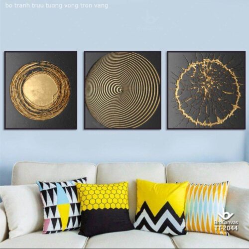 Bộ Tranh Trừu Tượng Vòng Tròn Vàng TT-2044