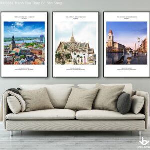BRO3681 Tranh Tòa Tháp Cổ Bên Sông