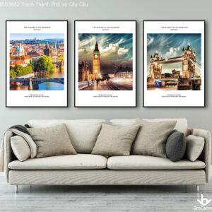 BRO3682 Tranh Thành Phố Và Cây Cầu