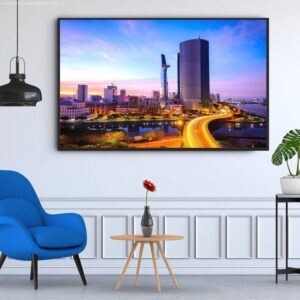 BRO4135 Tranh Cầu Khánh Hội Lên Đèn Về Đêm