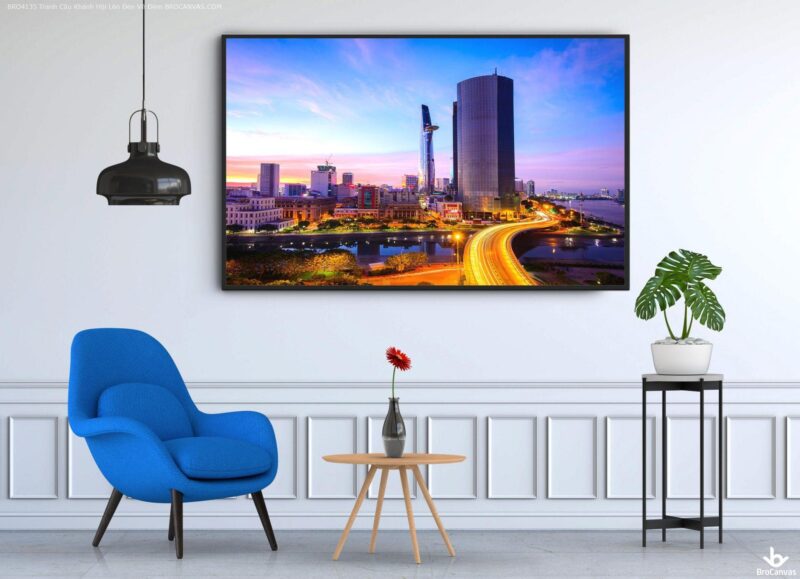 BRO4135 Tranh Cầu Khánh Hội Lên Đèn Về Đêm