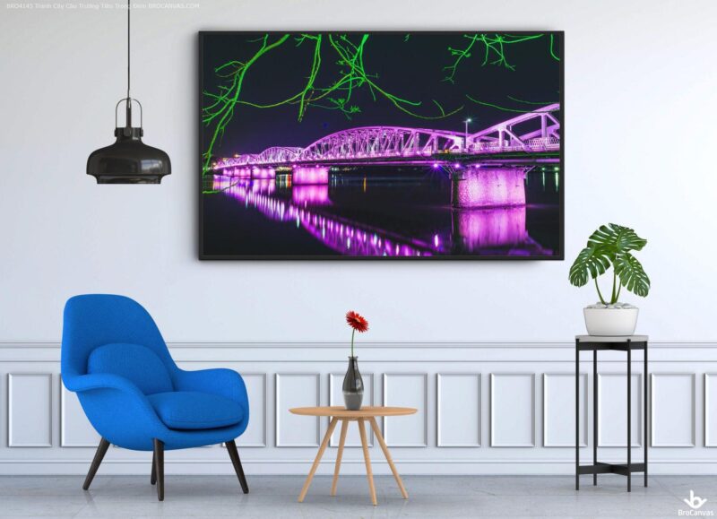 BRO4145 Tranh Cây Cầu Trường Tiền Trong Đêm