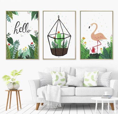BRO4205 Bộ Tranh Lá Cây Và Hồng Hạc