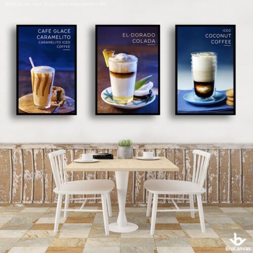 BRO4385 Bộ Tranh Ba Ly caffee
