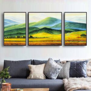 BRO5283 Tranh Canvas Thảo Nguyên Xanh Trên Đồi Núi Treo Tường