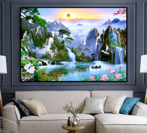 BRO5322 Tranh Canvas Sơn Thủy Hữu Tình Phong Cảnh Đẹp Treo Tường