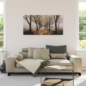 BRO5327 Tranh Hàng Cây Trong Rừng Phong Cảnh Nâu Xám