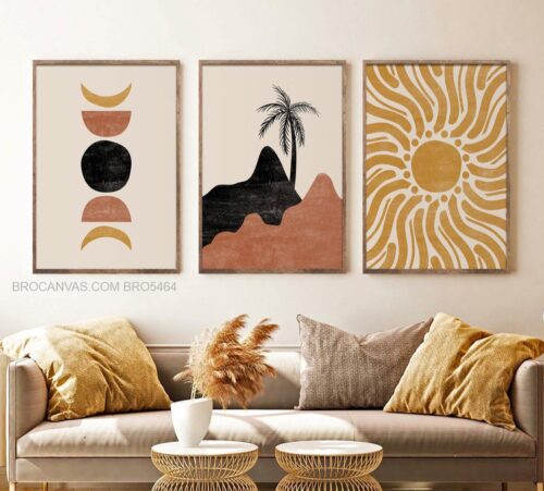 BRO5464 Tranh Phong Cách Minimalism Cây Dừa Và Mặt Trời