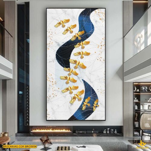 BRO5954 Tranh Canvas Đàn Chim Bay Trên Bầu Trời Đẹp