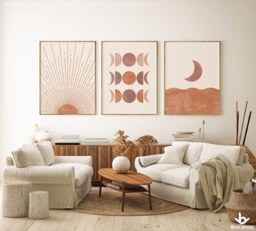 BROE3992 Tranh Canvas Nghệ Thuật Ánh Trăng Tình Yêu Tối Giản