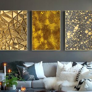 BROH5245 Tranh Canvas Trừu Tượng Vân Nổi Nghệ Thuật Nhũ Vàng