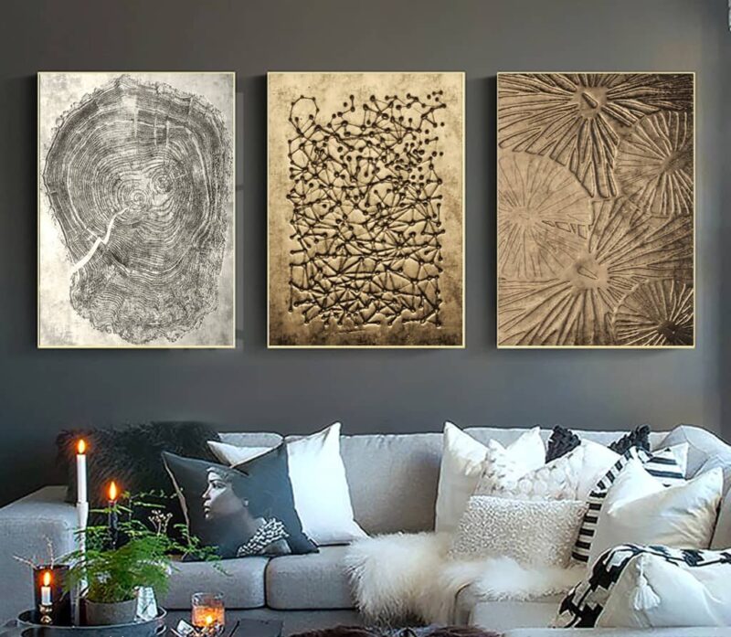 BROH5246 Tranh Canvas Trừu Tượng Nhũ Vàng Nghệ Thuật