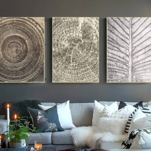 BROH5249 Tranh Canvas Trừu Tượng Trắng Đen Vân Gỗ Đẹp