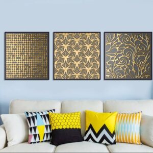 BROH5252 Tranh Trừu Tượng Họa Tiết Nghệ Thuật Nhũ Vàng