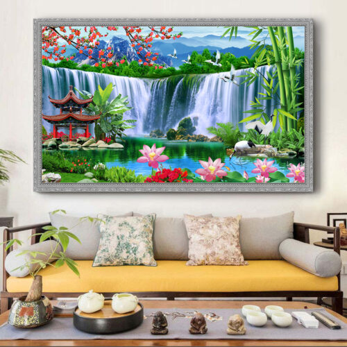 BROH5350 Tranh Treo Tường Phong Cảnh In Canvas Sơn Thủy Hữu Tình Đẹp