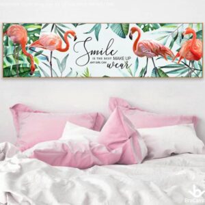 BROK3898 Tranh Hồng Hạc Và Lá Cây