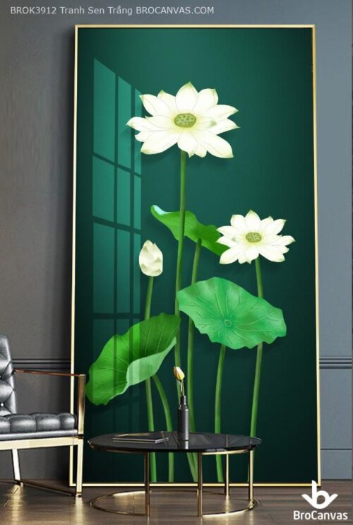 BROK3912 Tranh Sen Trắng