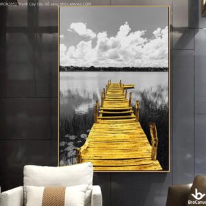 BROK3952 Tranh Cây Cầu Gỗ vàng