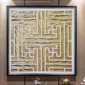 BROP4748 Tranh Trừu Tượng Mê Cung Vàng Vuông