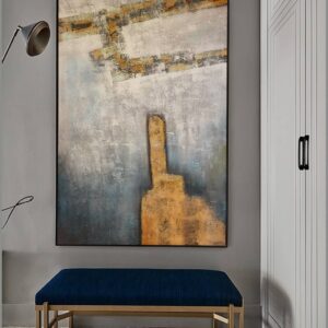 BROP4993 Tranh Canvas Trừu Tượng Vệt Vàng Nghệ Thuật