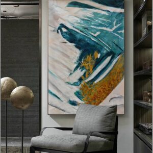BROP5005 Tranh Canvas Trừu Tượng Nghệ Thuật Vệt Xanh