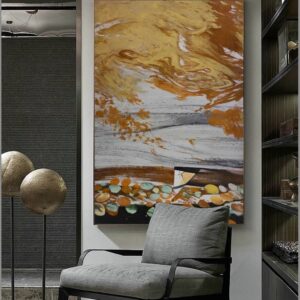 BROP5009 Tranh Canvas Trừu Tượng Đá Vàng Nghệ Thuật
