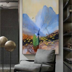 BROP5015 Tranh Chim Công Trong Rừng Hoa