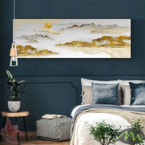 BROP6036 Tranh Trừu Tượng Dãy Núi Nhũ Vàng Kim