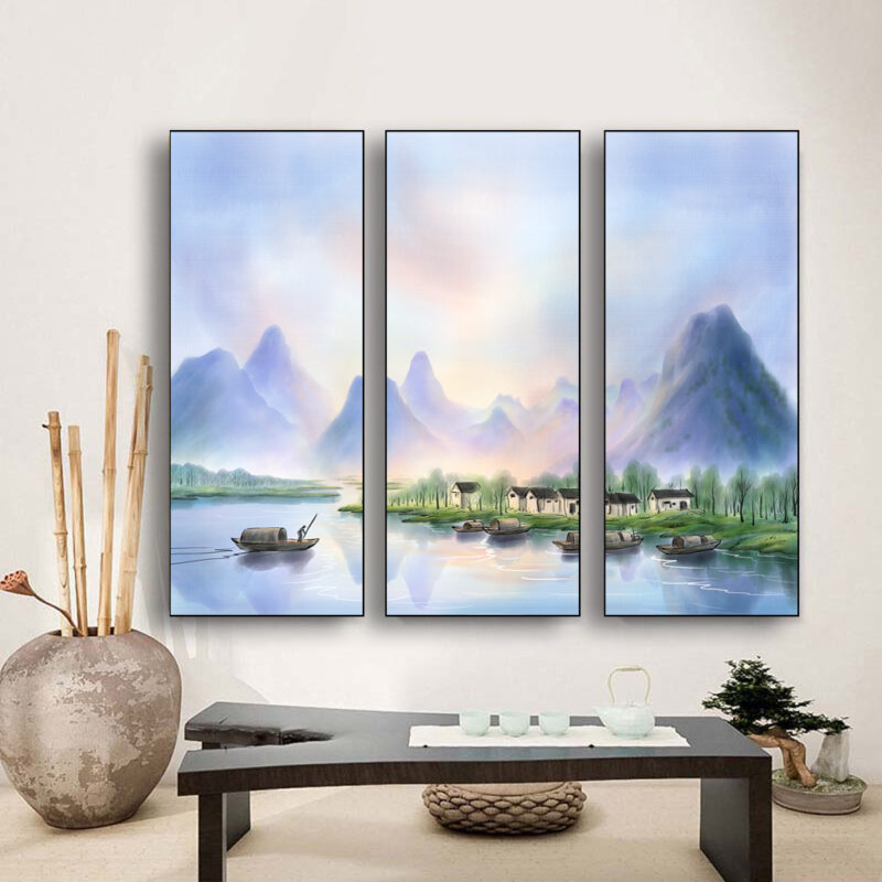 BROP6037 Bộ Tranh Sơn Thủy Phong Cảnh Hữu Tình