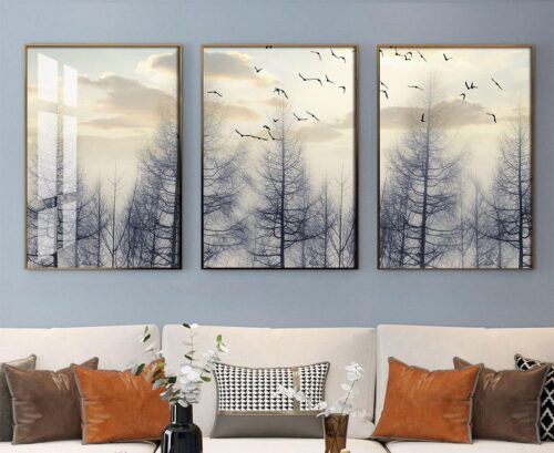 BROS5187 Tranh Canvas Phong Cảnh Rừng Thông Mùa Đông