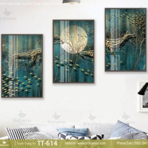 Tranh Canvas Cặp Cá Voi Bên Trăng Đêm TT-614