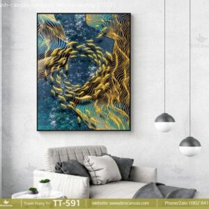 Tranh Canvas Phong Thủy Cá Vàng Bơi Vượt Đại Dương TT-591