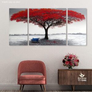 Tranh Cây Cô Đơn Lá Đỏ TT-1846