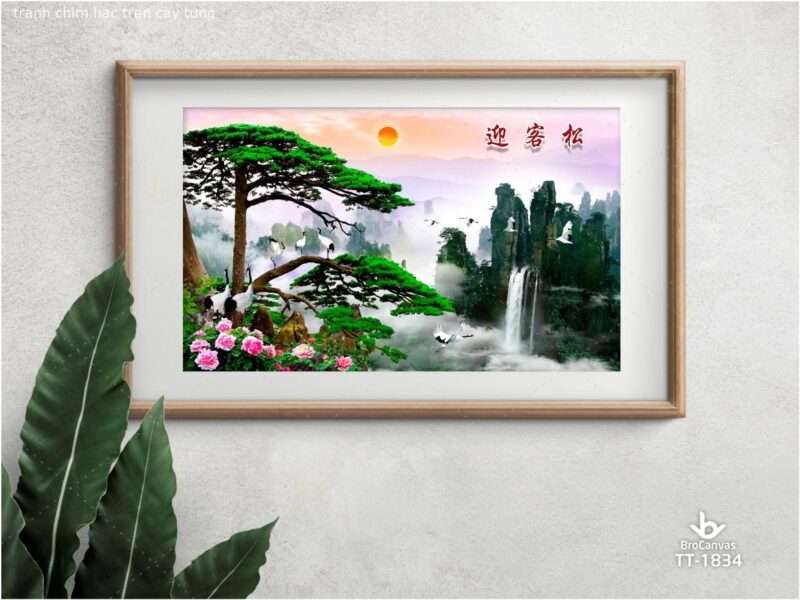 Tranh Chim Hạc Trên Cây Tùng TT-1834