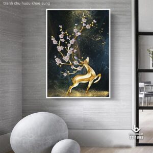 Tranh Chú Hươu Khoe Sừng Trong Đêm TT-1883