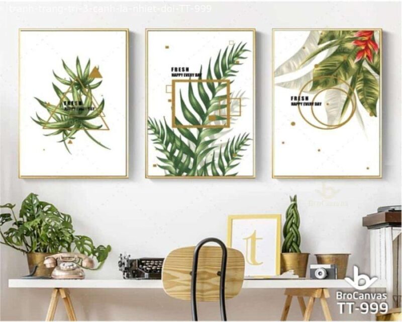 Tranh Trang Trí 3 Cành Lá Nhiệt Đới Nghệ Thuật TT-999