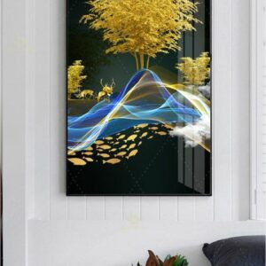Tranh Trừu Tượng Làn Khói Và Bày Hươu Bên Cây Liễu TT-1527