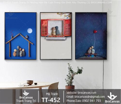 TT-452 Tranh Trang Trí Những Hòn Đá Cuội Trong Gia Đình Yêu Thương