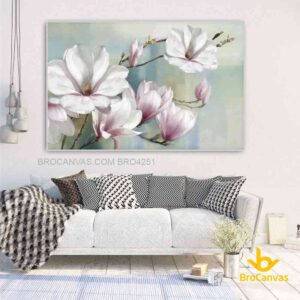 BRO4251 Tranh Sắc Hồng Hoa Mộc Lan